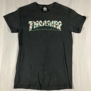 Thrasher Shirt Mens XS Black Roses Logo Graphic Skate Magazine Streetwear Tee
